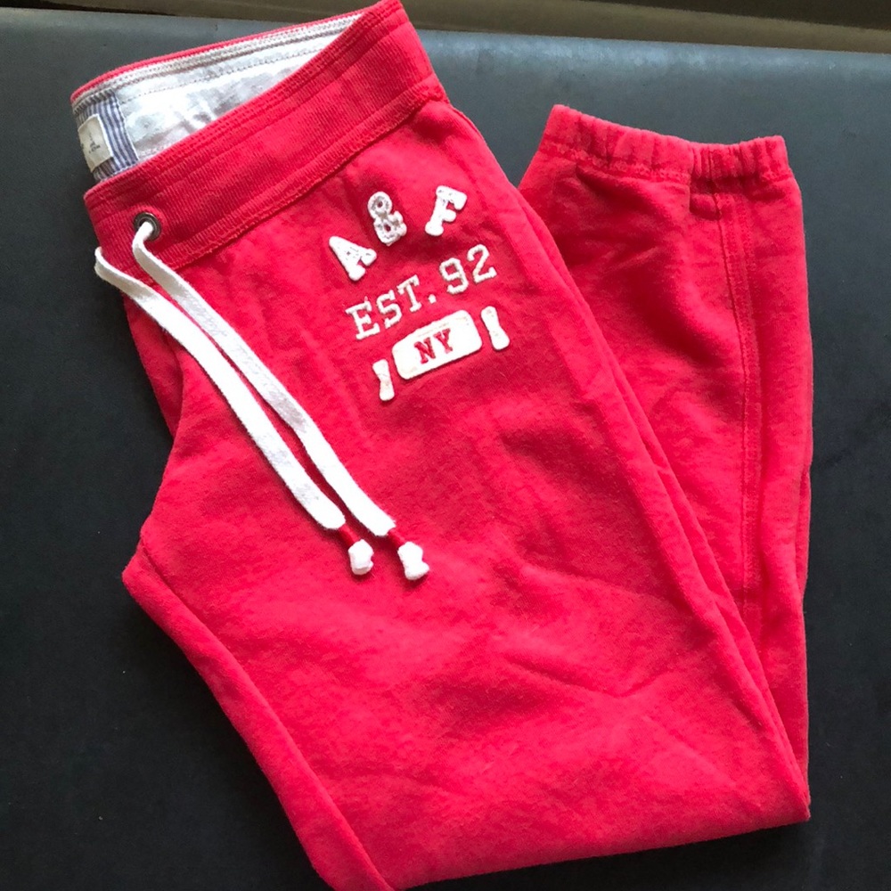 A&F Red/Pinkish Cropped Sweat Pants